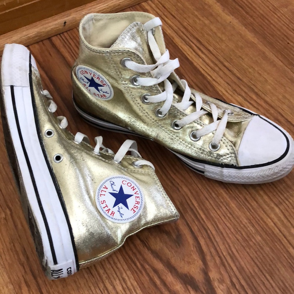Gold converse shoes